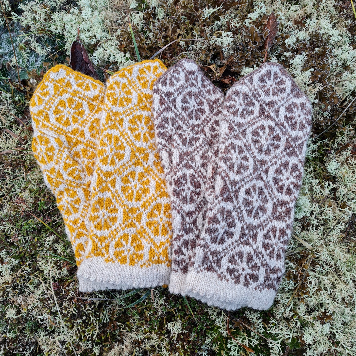 Mönster- och garnpaket, Vante SOLHJUL