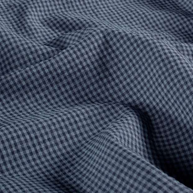 Bomullstyg i poplin Seersucker unicolur navy